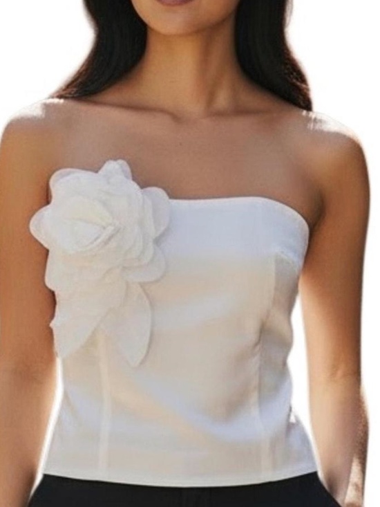 Muse Tops - Muse by Marchesa size 4 Zinnia linen ivory celesital strapless top